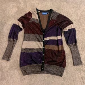 Simply Vera Vera Wang Striped Multi-Color Button-Front Cardigan